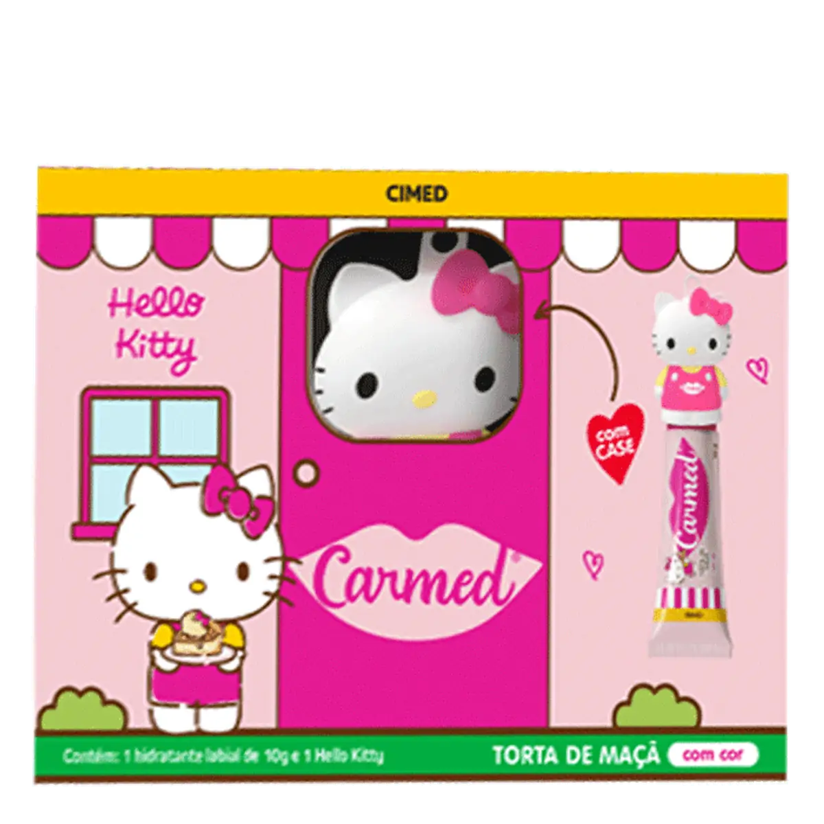 Kit Case Hidratante Labial Torta De Maçã Hello Kitty Carmed 10g