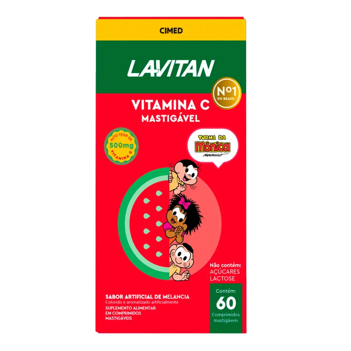 Vitamina C 500mg Melancia Turma Da Mônica Lavitan Caixa 60 Comprimidos Mastigáveis