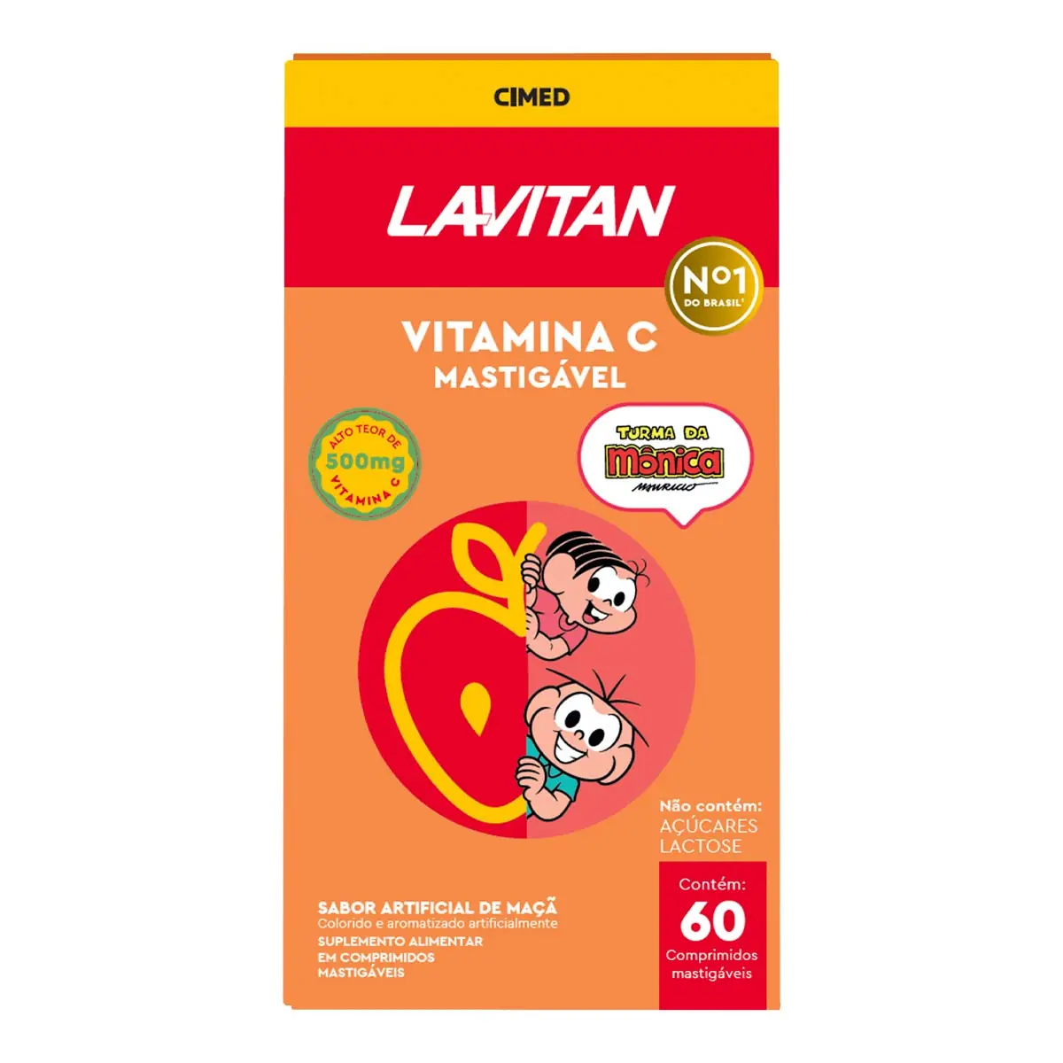 Vitamina C Maçã Turma Da Mônica Lavitan Caixa 60 Comprimidos Mastigáveis