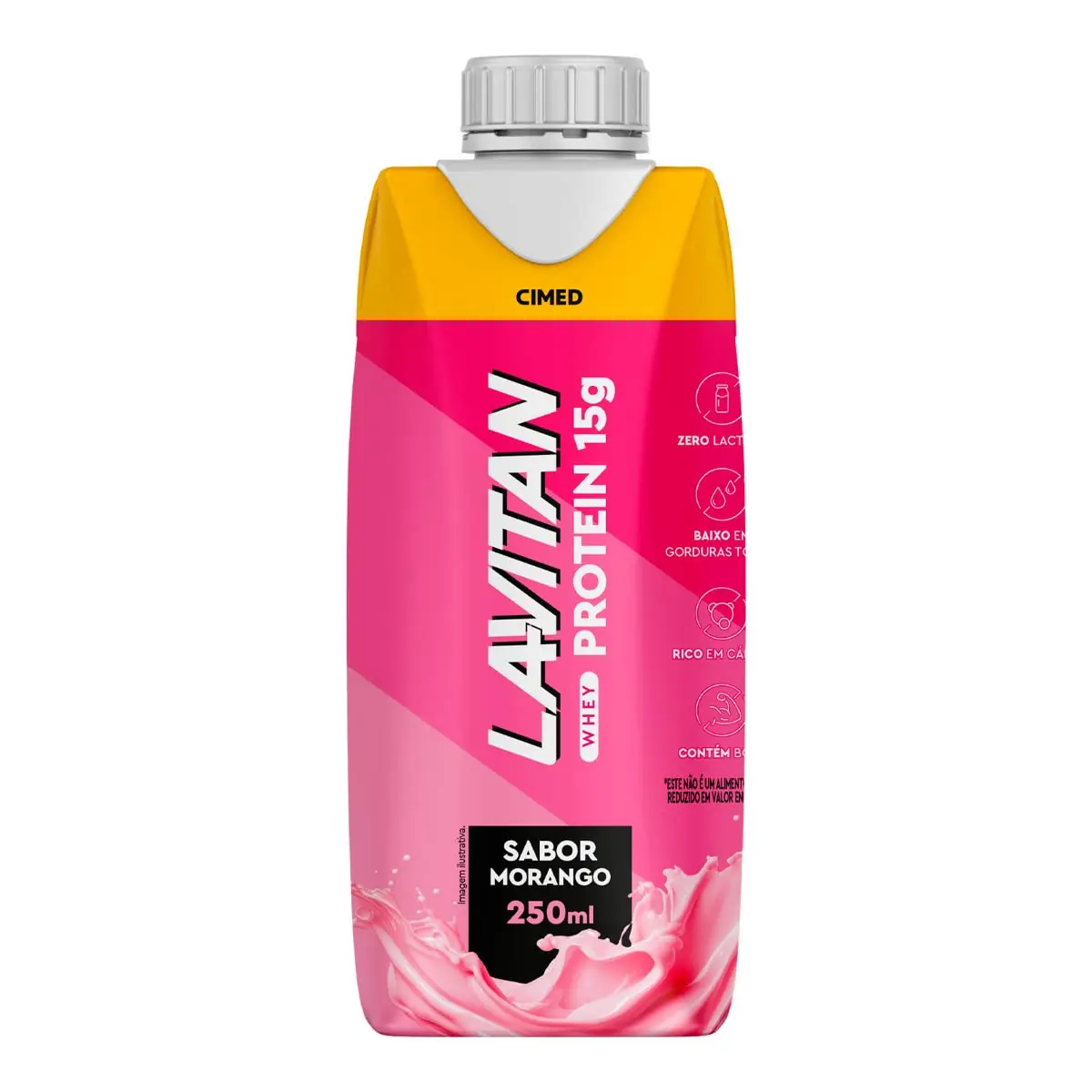 Bebida Láctea Uht Morango Zero Lactose Lavitan Whey Protein Caixa 250ml