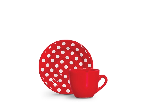 Cj.xicaras Cha Scalla C/pires Summer Vermelho