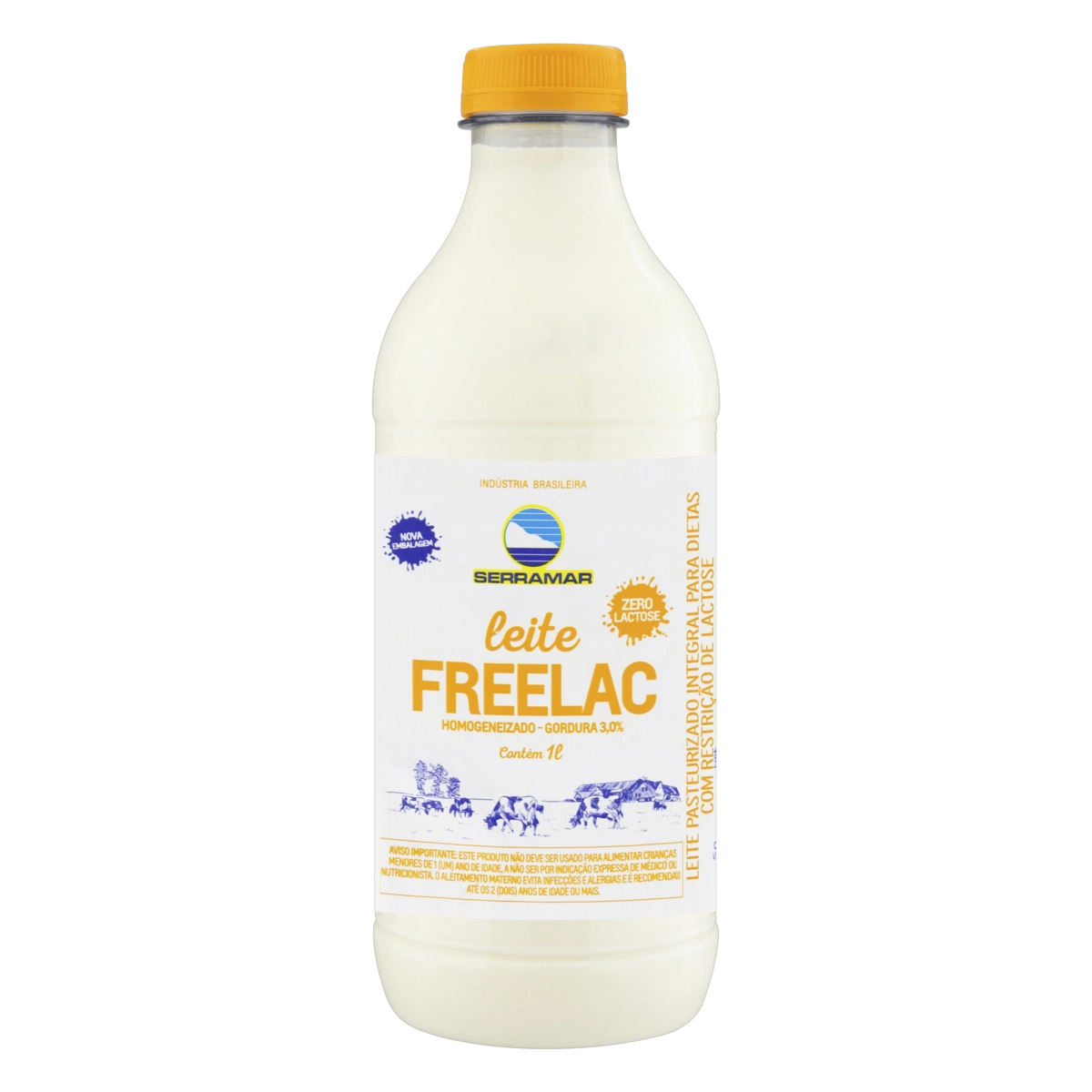 Leite Pasteurizado Homogeneizado Integral Zero Lactose Serramar Freelac Garrafa 1l