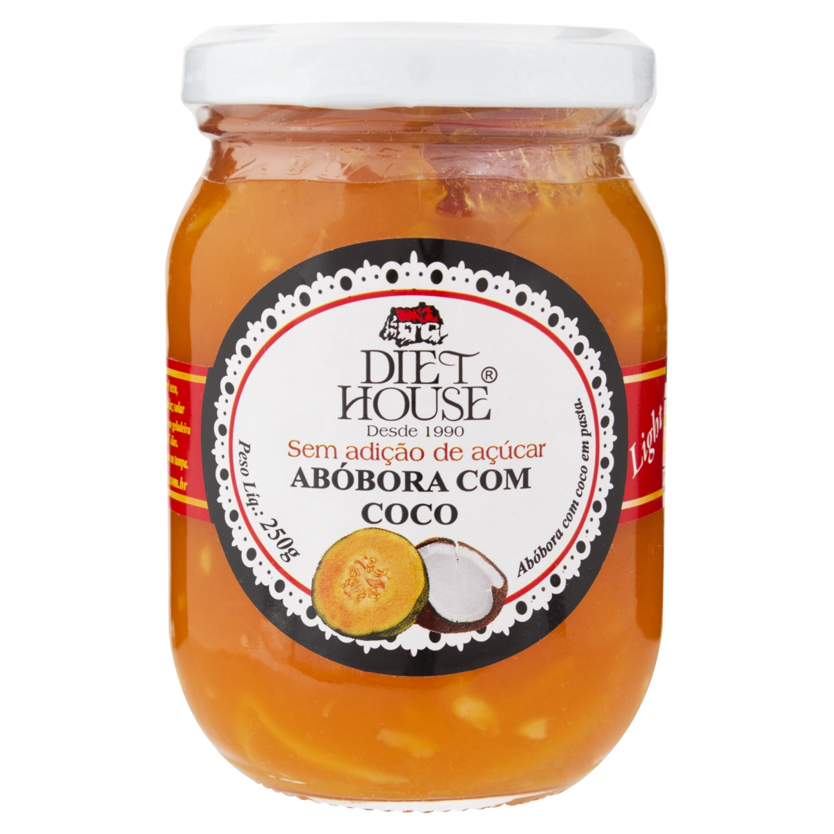 Doce Pastoso Abóbora Com Coco Light Diet House Vidro 250g