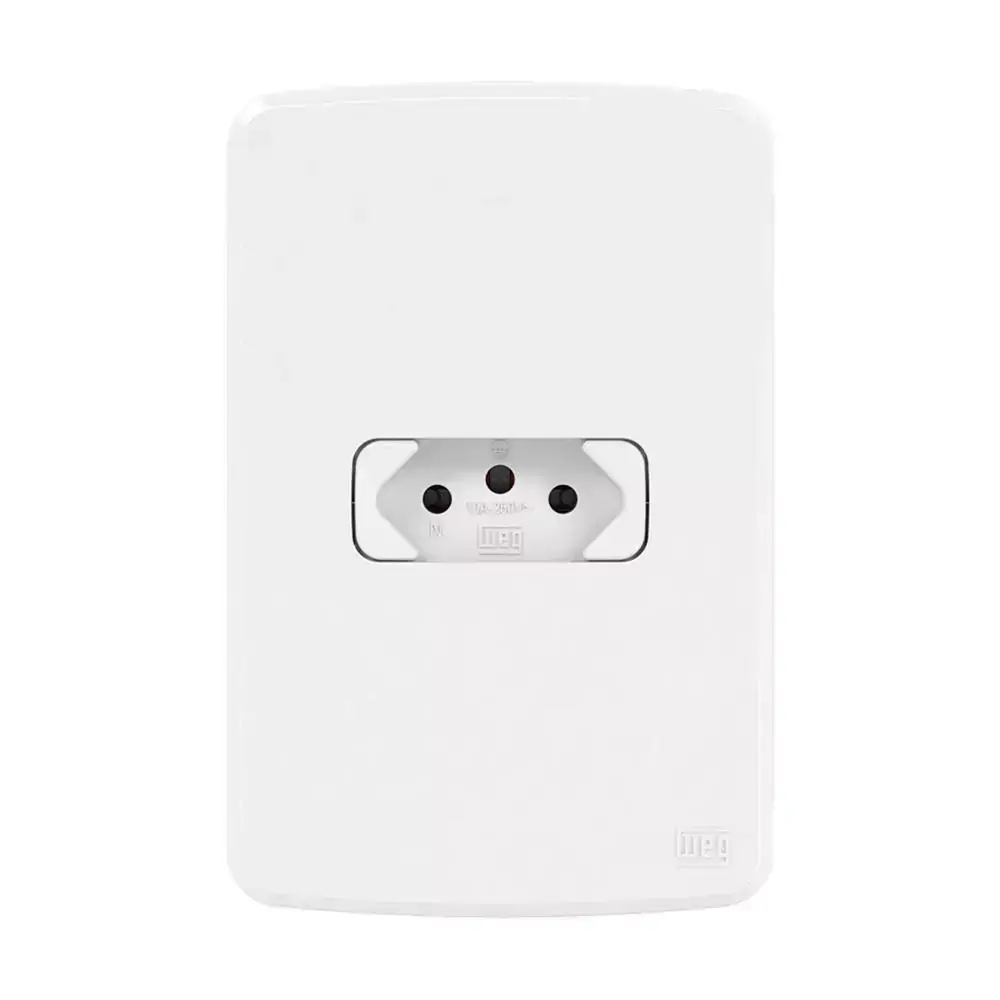 Tomada 2p + Terra com Placa 10a 250v Compose Branca