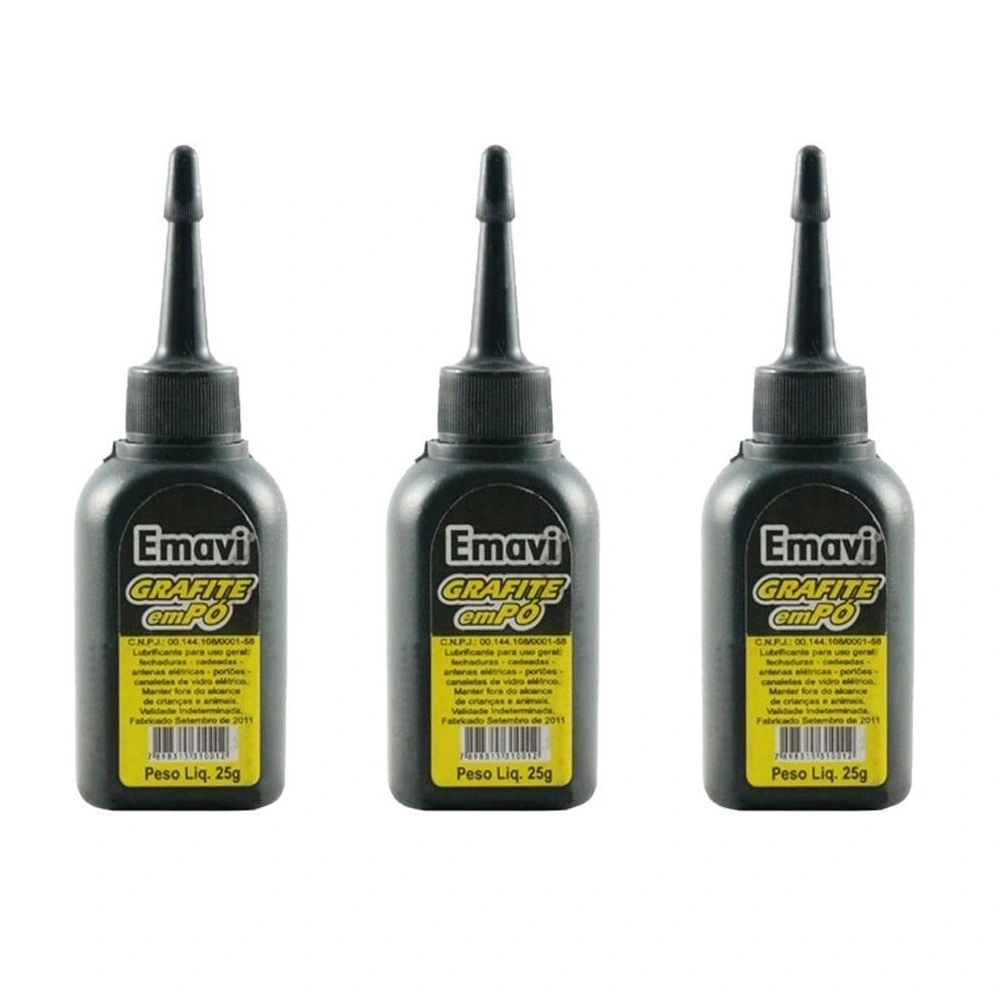 Kit 3 Grafite Em Pó Lubrificante Uso Geral 24g Emavi
