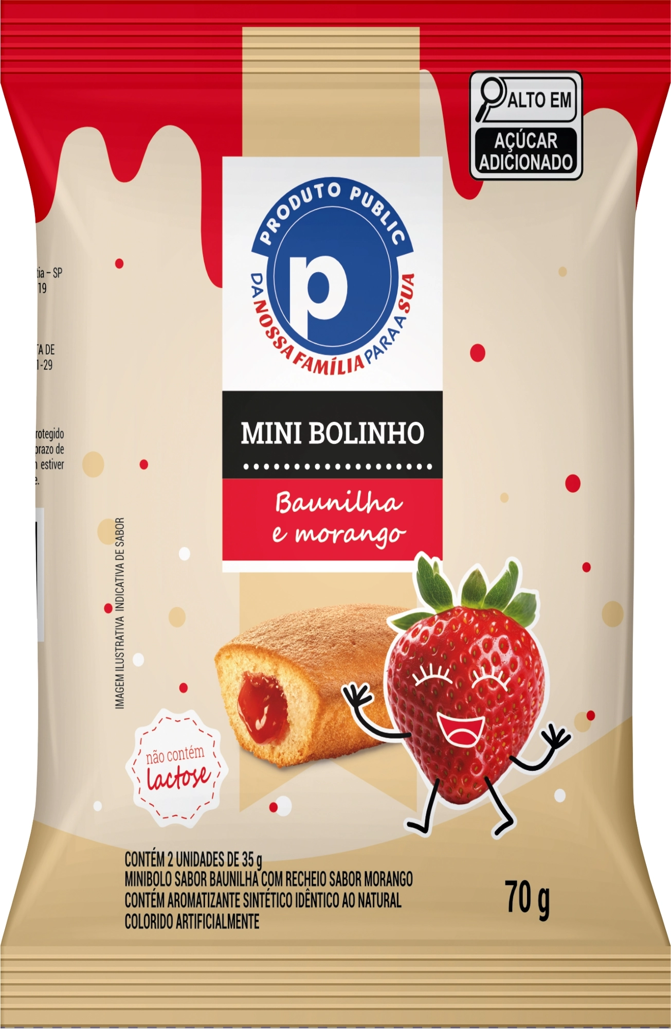Mini Bolinho Public 70g Baunilha C/morango
