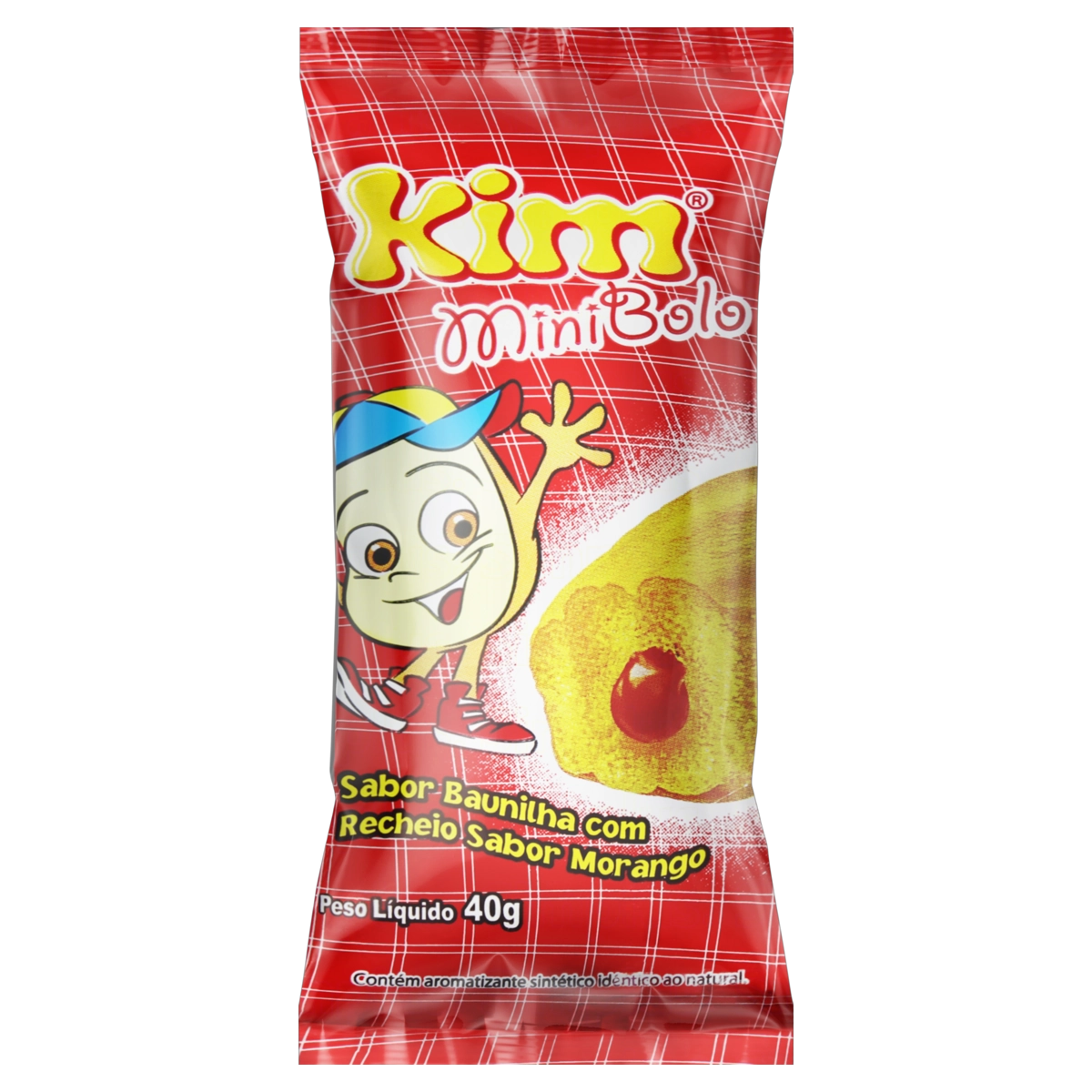 Minibolo Baunilha Recheio Morango Kim Pacote 40g