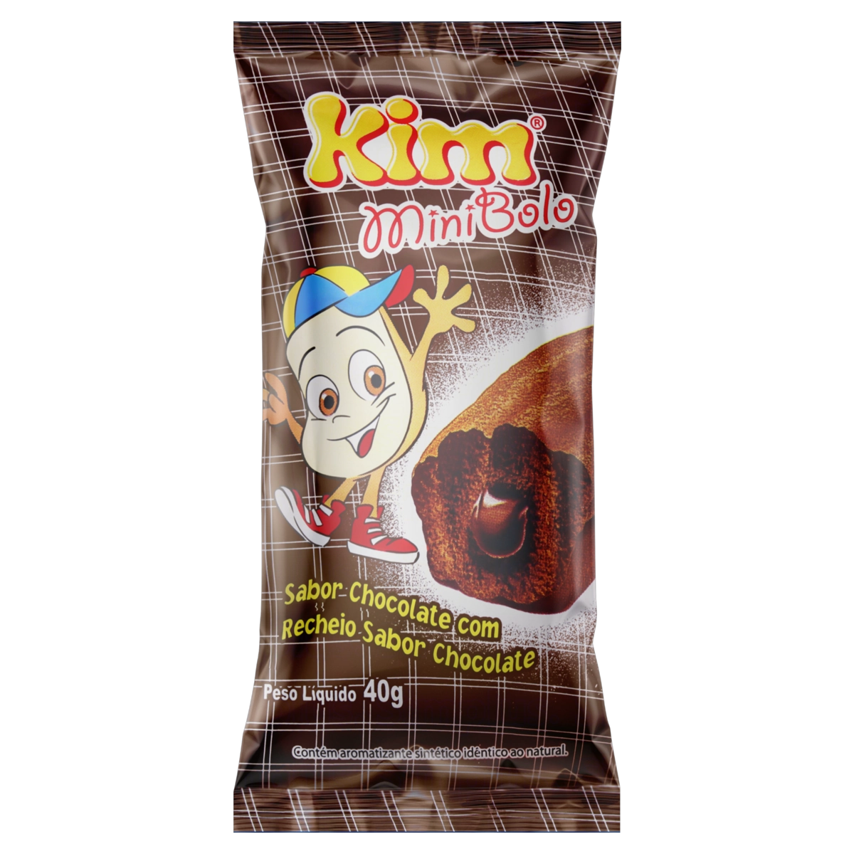 Minibolo Chocolate Recheio Chocolate Kim Pacote 40g