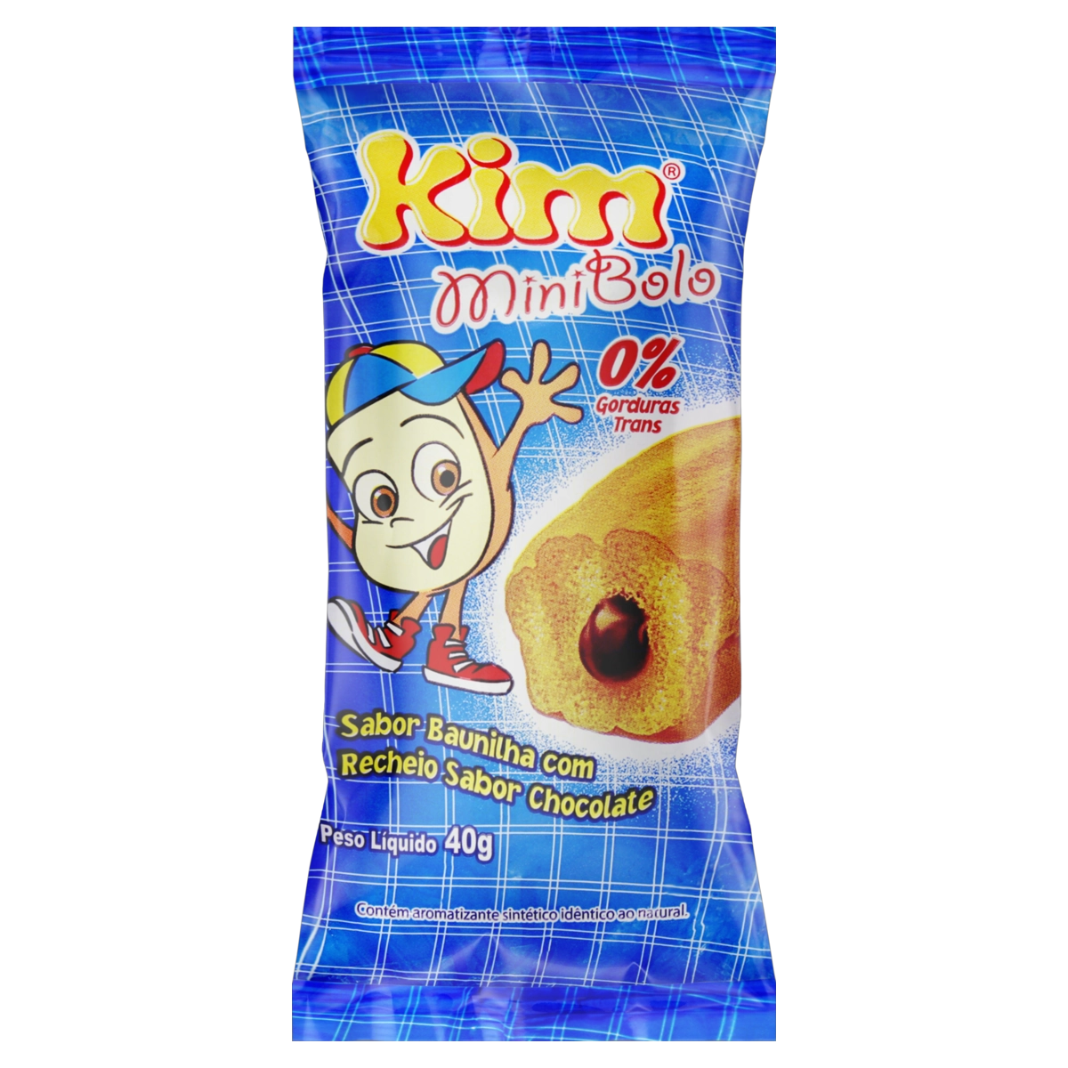 Minibolo Baunilha Recheio Chocolate Kim Pacote 40g