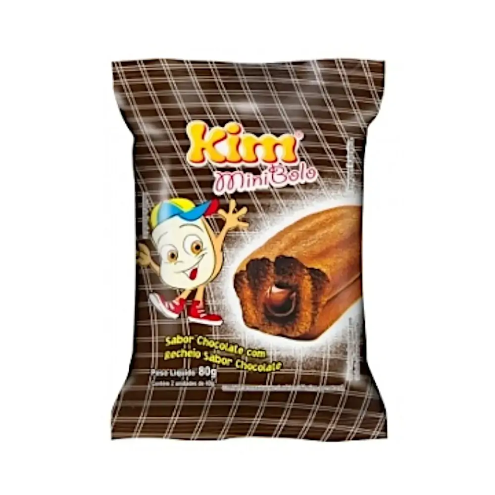Minibolo Chocolate Recheio Chocolate Kim Pacote 80g 2 Unidades