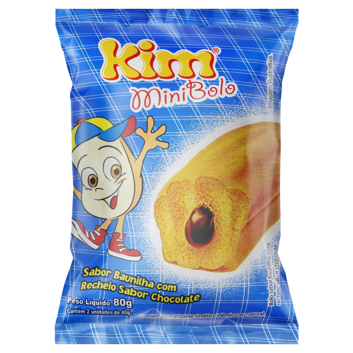Minibolo Baunilha Recheio Chocolate Kim Pacote 80g 2 Unidades