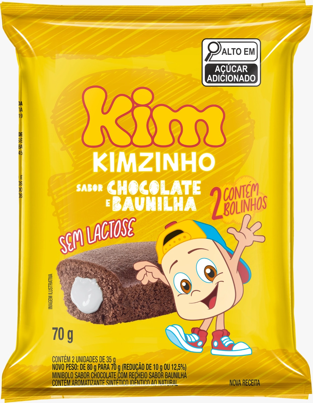 Minibolo Chocolate Recheio Baunilha Kim Pacote 80g 2 Unidades