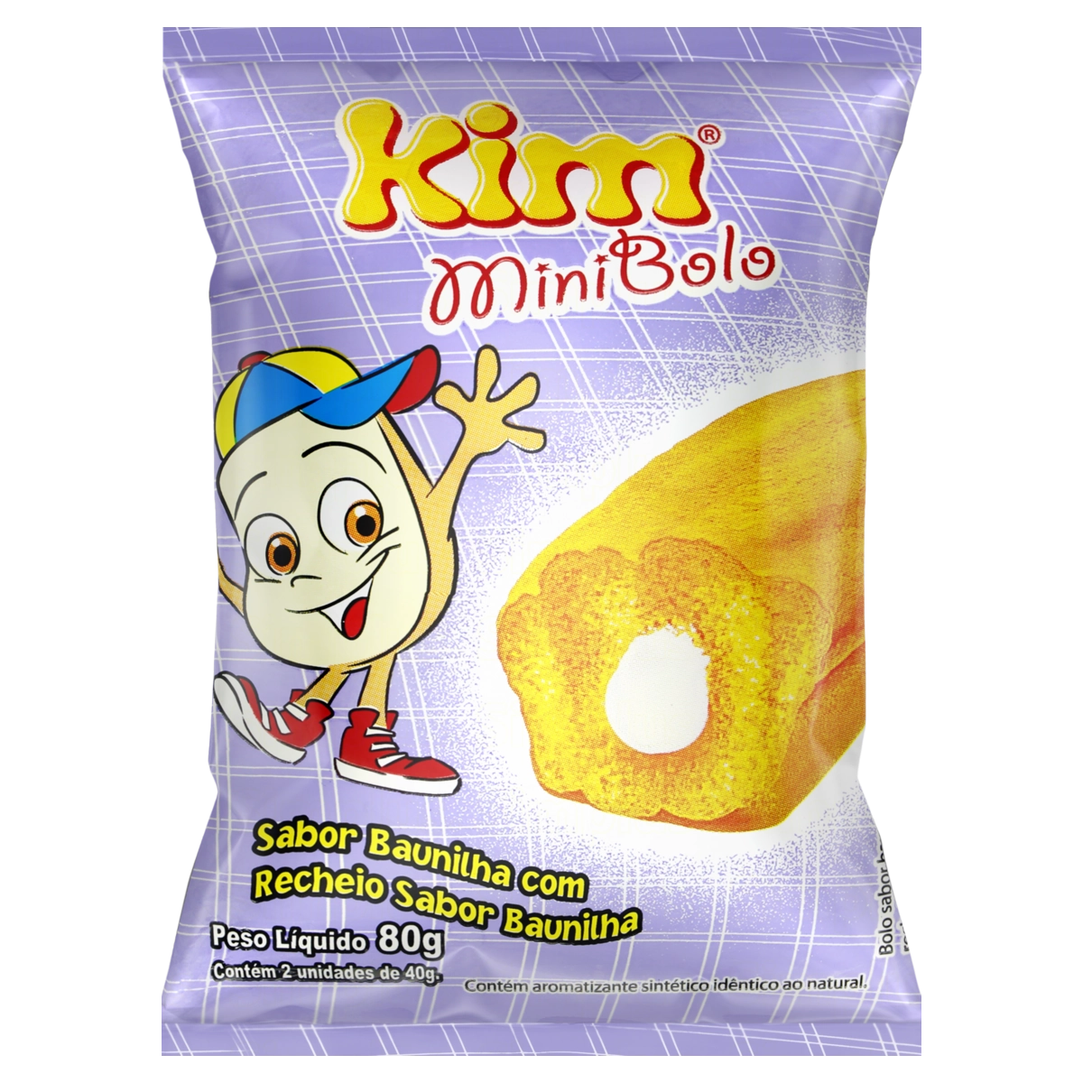 Minibolo Baunilha Recheio Baunilha Kim Pacote 80g 2 Unidades