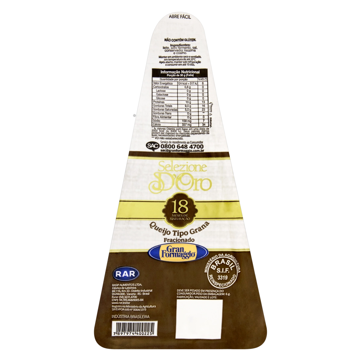 Queijo Grana Fracionado Gran Formaggio Selezione Doro