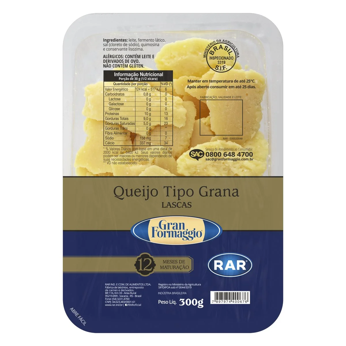 Queijo Grana Lascas GRAN FORMAGGIO 300g