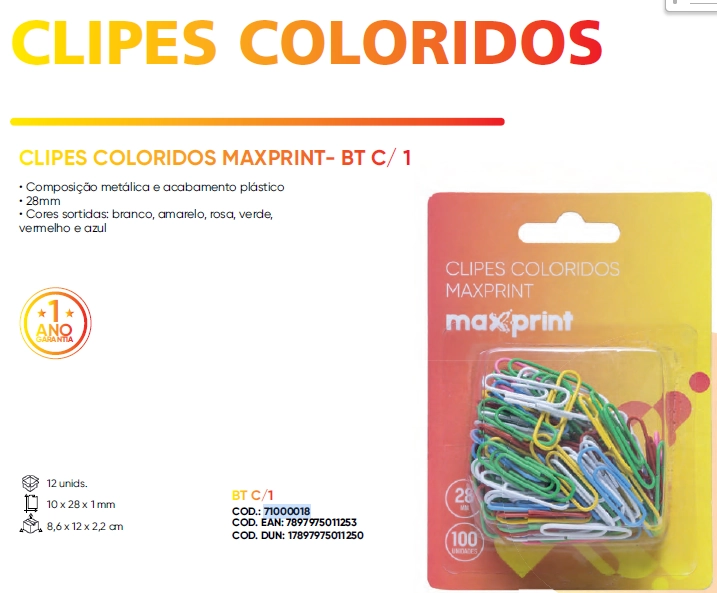 Clips Coloridos Maxprint Bt