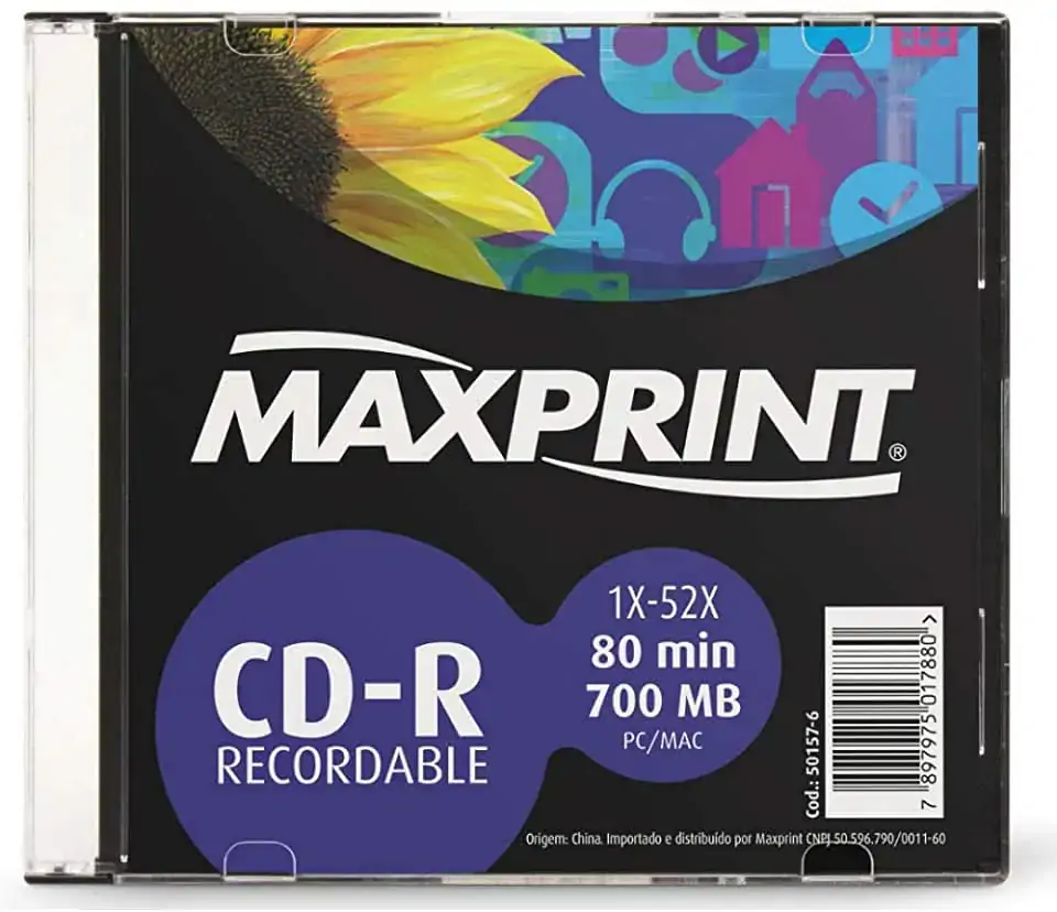 Cd Rw Maxprint 52x 700mb Slim Box 1x1unidade