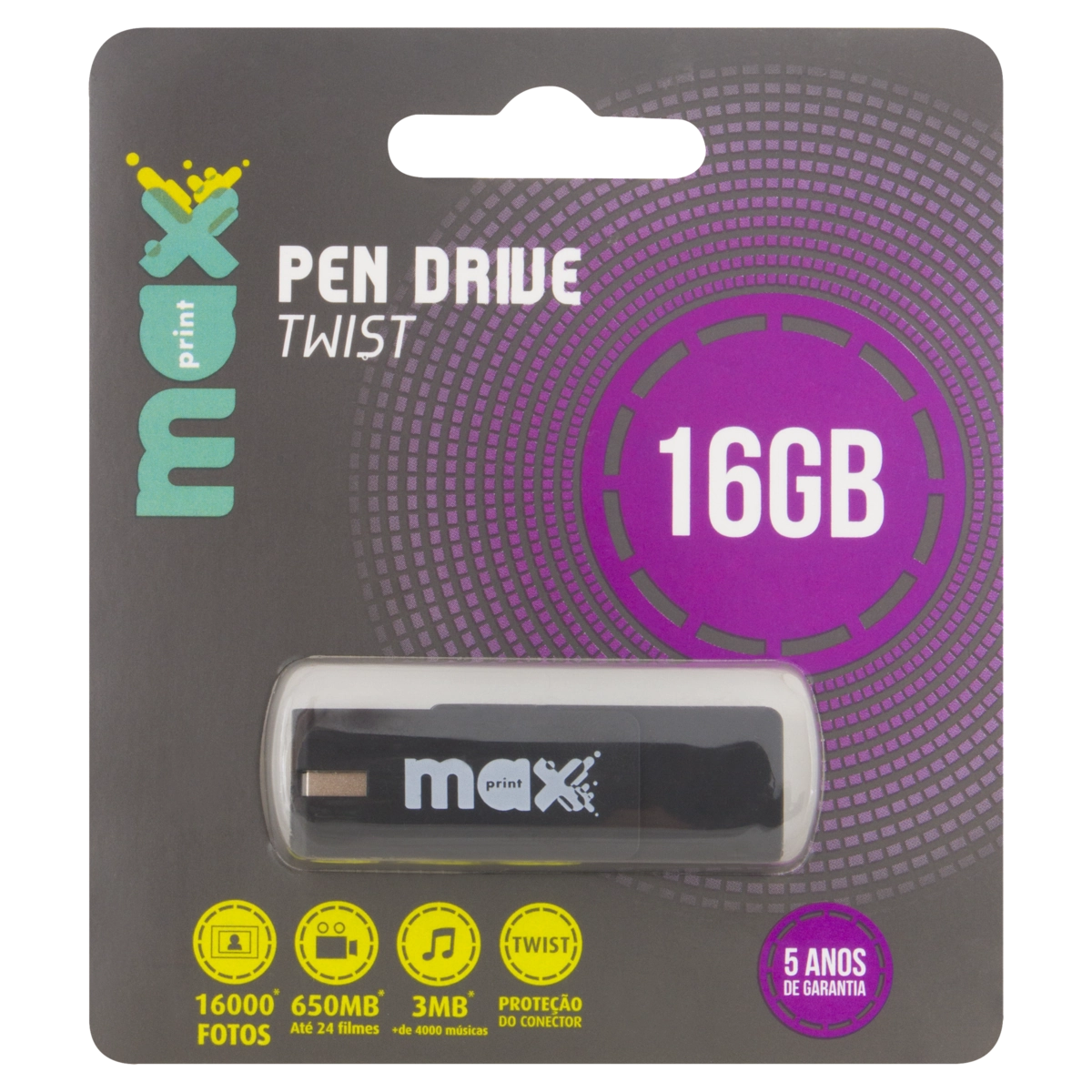 Pendrive Preto Twist 16gb Maxprint