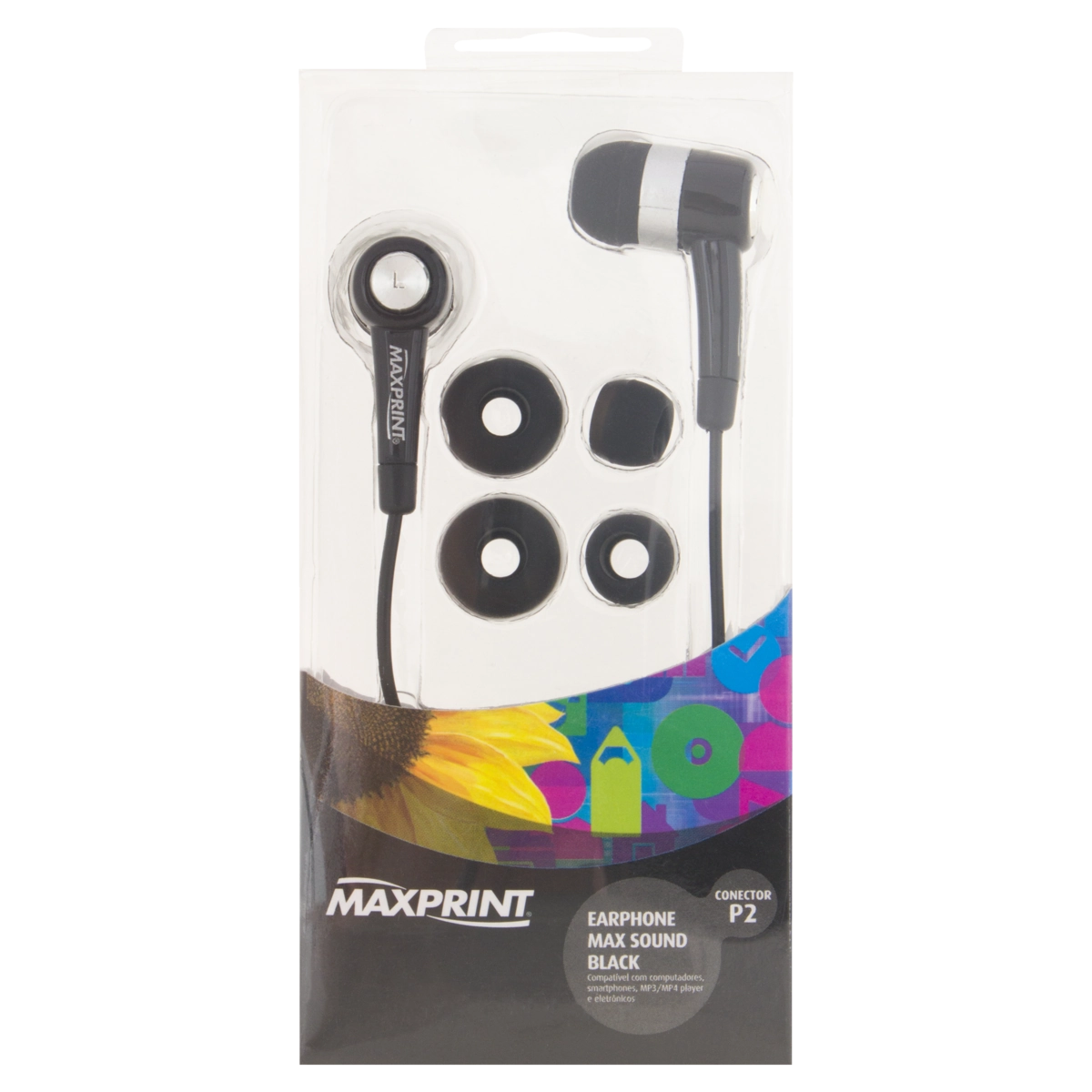 Fone De Ouvido Earphone Preto Max Sound Black Maxprint