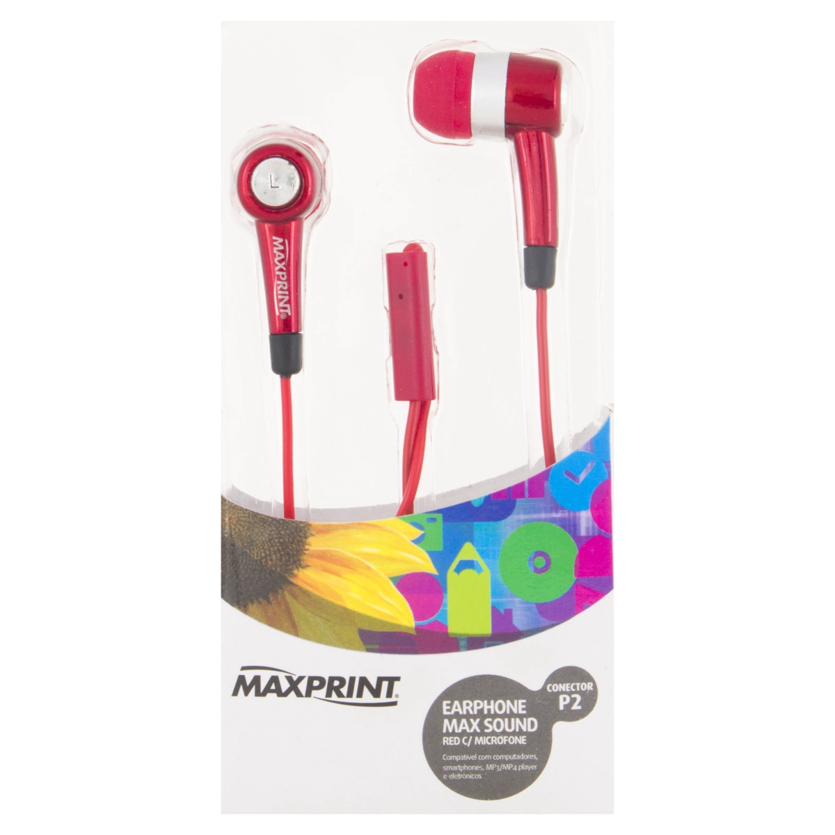 Fone De Ouvido Com Microfone Vermelho Maxprint