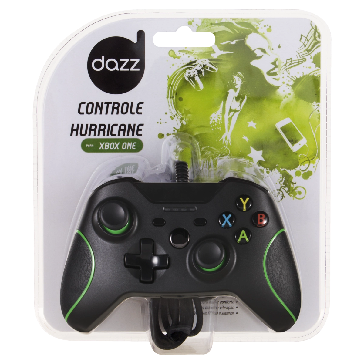 Controle Com Fio Preto Hurricane Xbox One Dazz