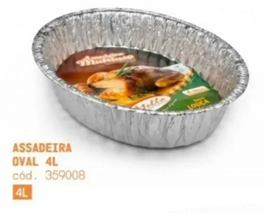 Assadeira Aluminio Mello Oval 4lt