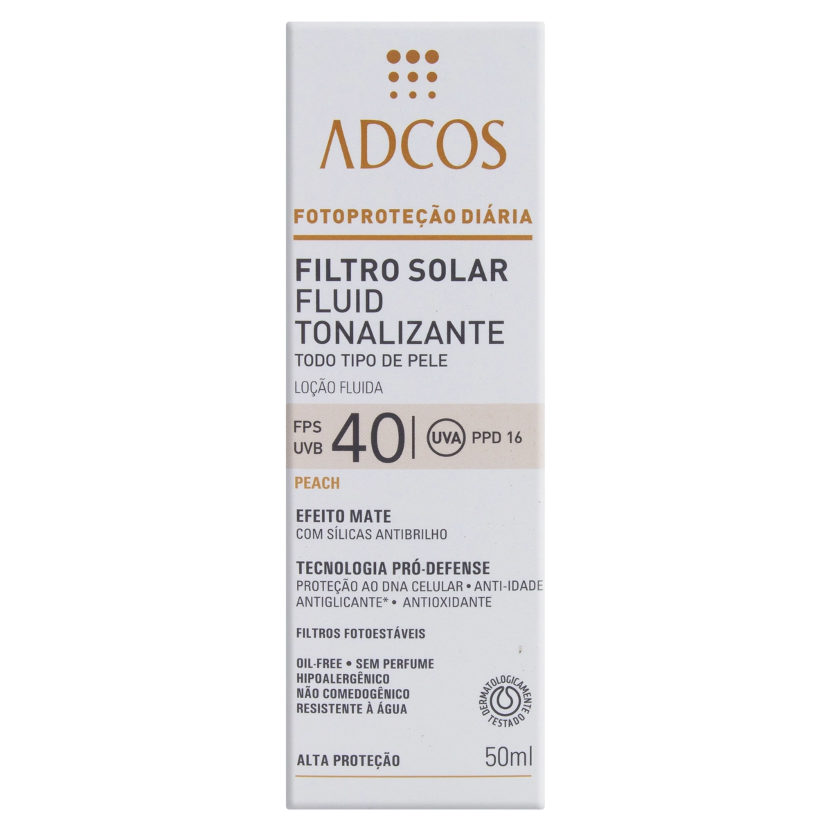 Adcos Filtro Solar Fluid Tonalizante FPS40 Peach 50ml