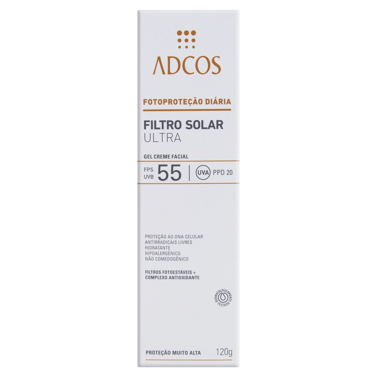 Filtro Solar Facial Gel Creme Ultra Fps 55 Adcos Bisnaga 120g