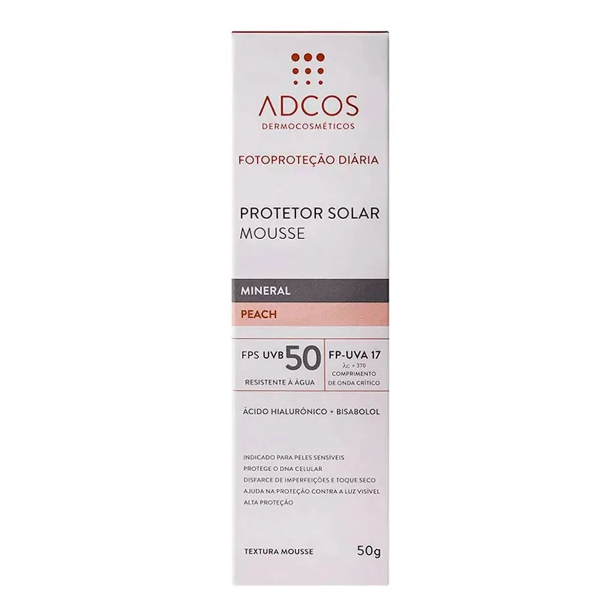 Adcos Protetor Solar Mousse Mineral Fps 50 Peach 50g