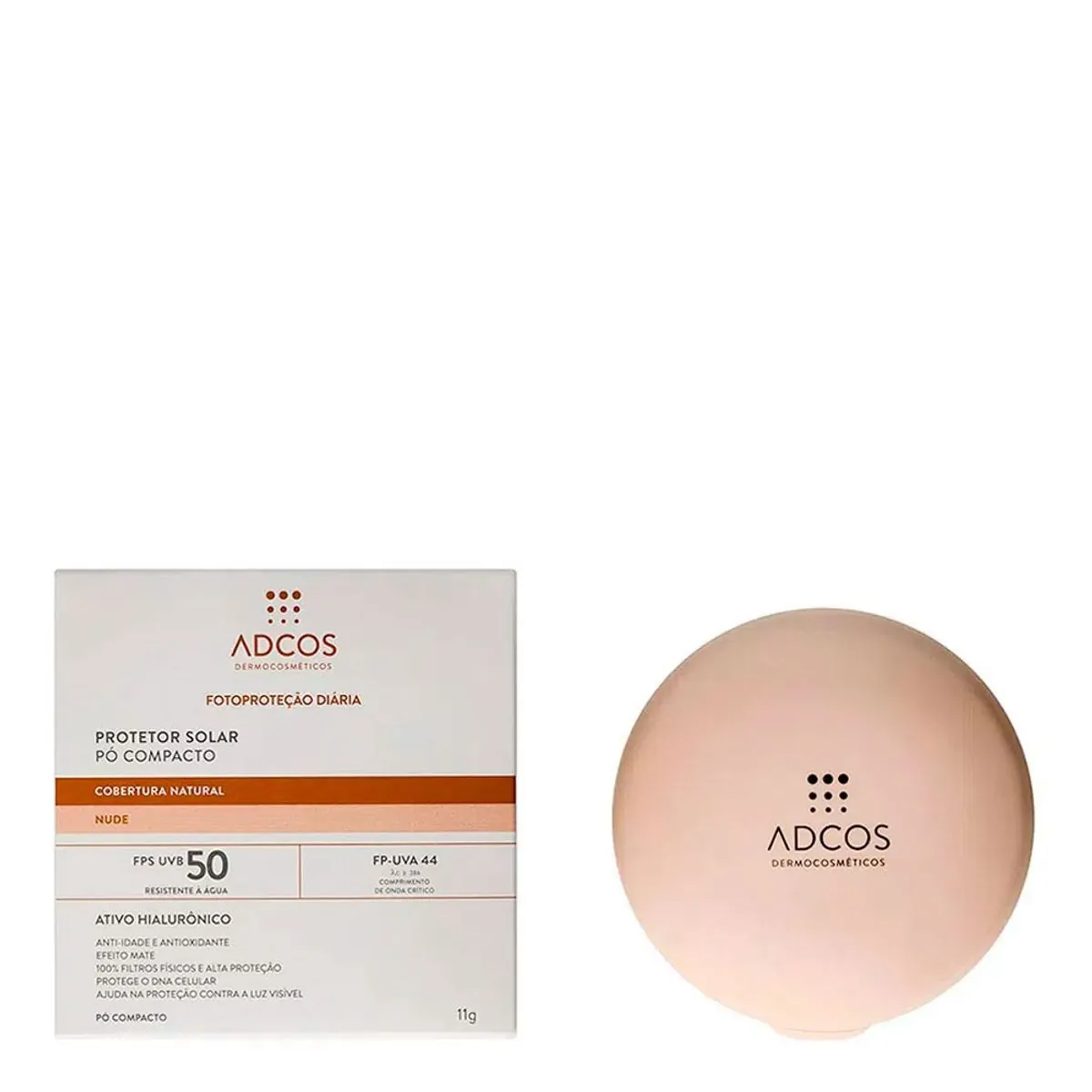Adcos Fotoproteção Tonalizante Pó Compacto + Hialurônico FPS50 Nude 11g