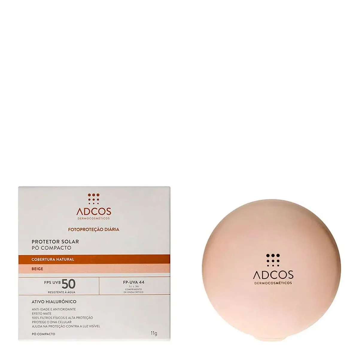 Adcos Fotoproteção Tonalizante Pó Compacto + Hialurônico FPS50 Beige 11g