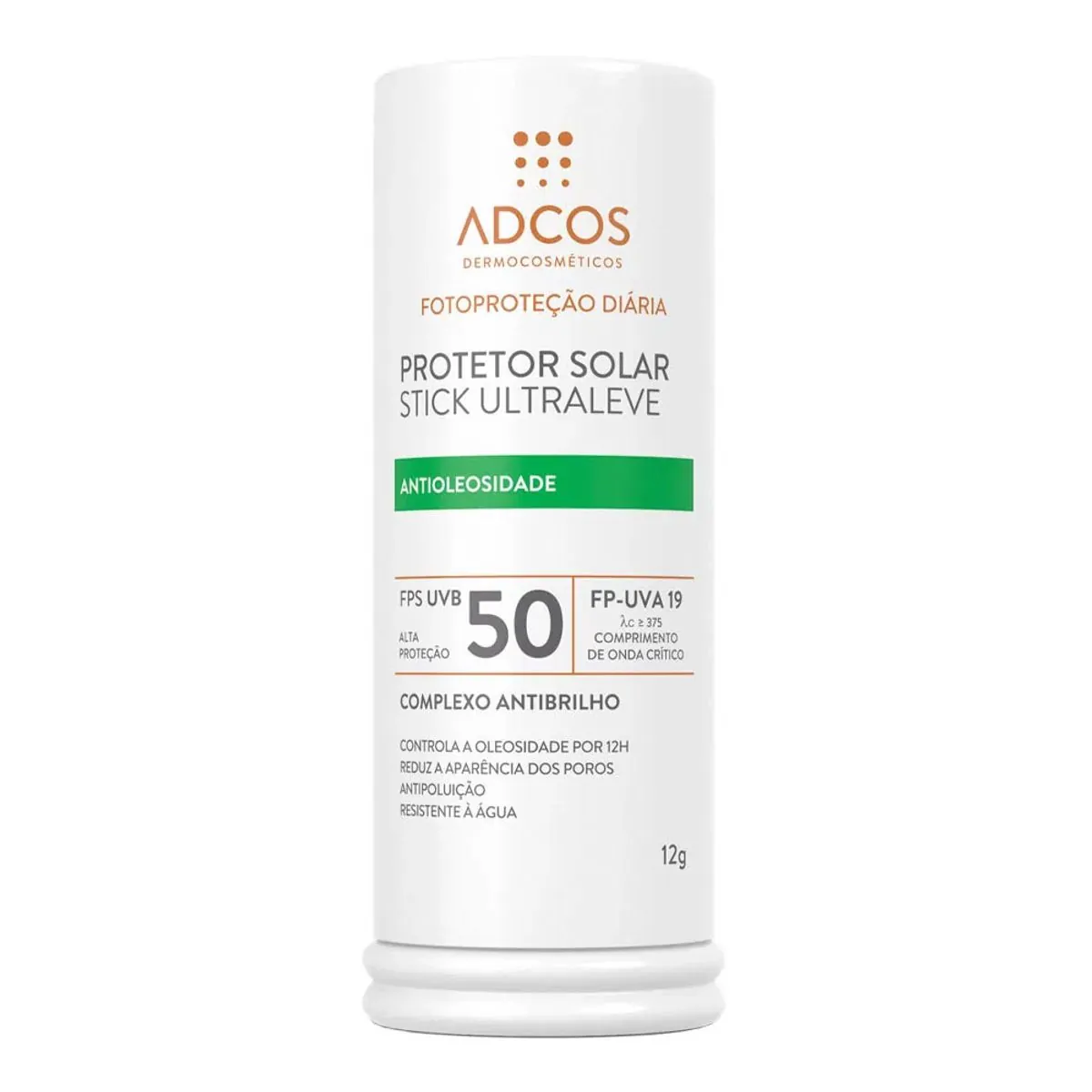 Protetor Solar Facial Adcos Stick Ultraleve Fps Uvb 50 12g