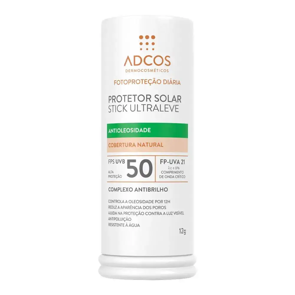 Protetor Solar Facial Adcos Stick Ultraleve Fps Uvb 50 Nude 12g