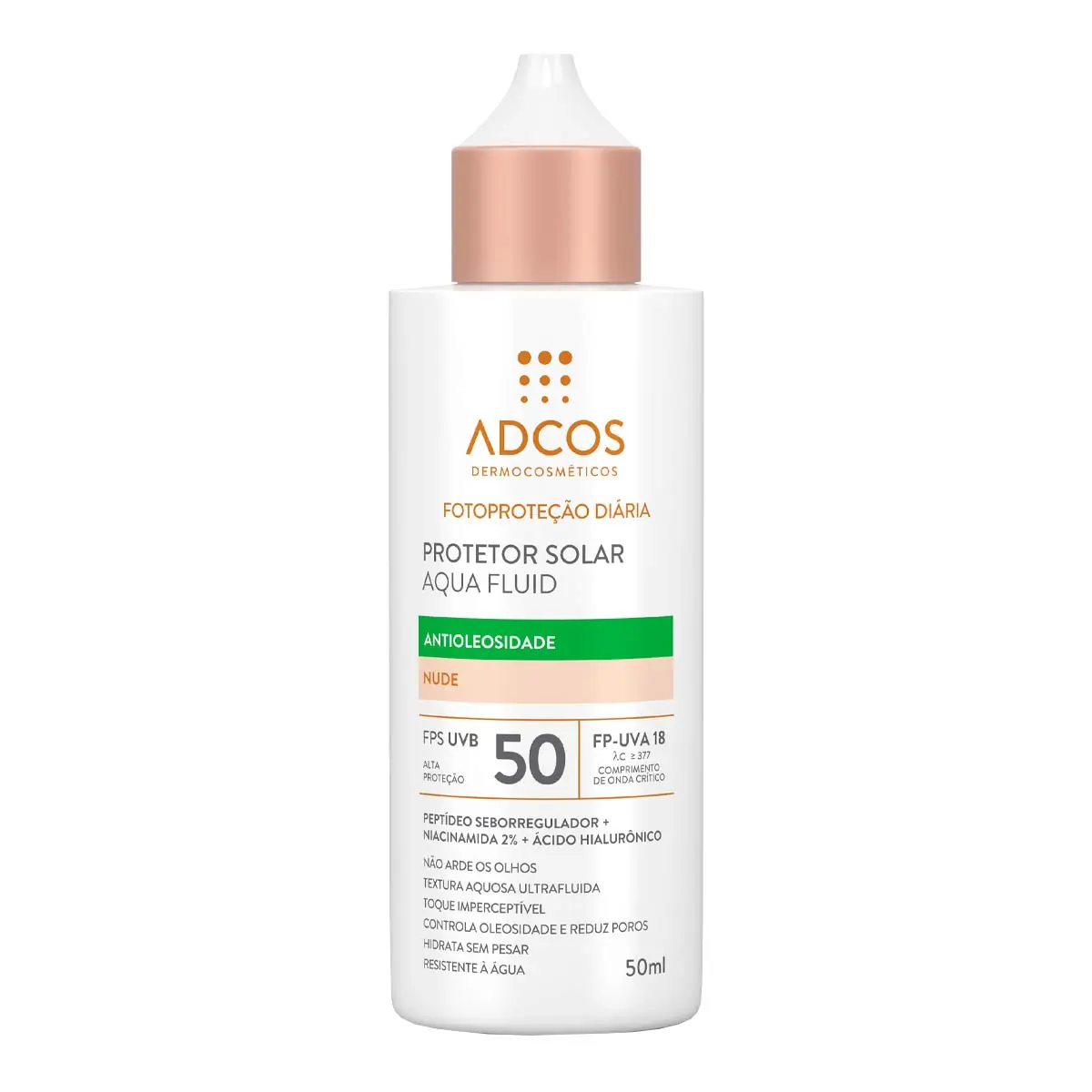 Protetor Solar Facial Adcos Aqua Fluid Fps50 Nude 40ml
