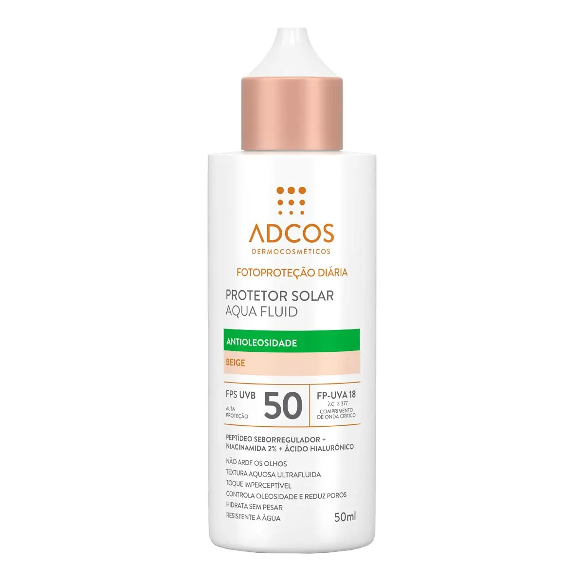 Protetor Solar Aqua Fluid Fps50 Bege Adcos 50ml