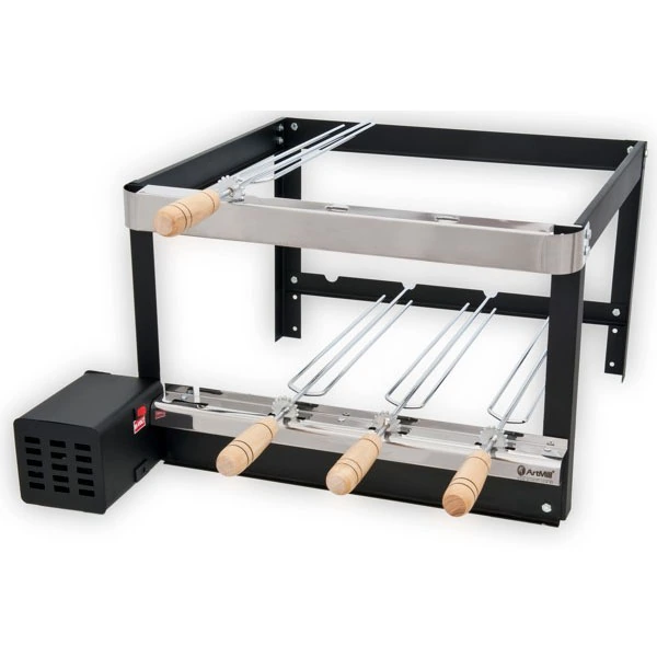 Grill Elétrico Artgrill Giratório Platinum Aço Carbono Bivolt com 4 Espetos 58x45cm Artmill
