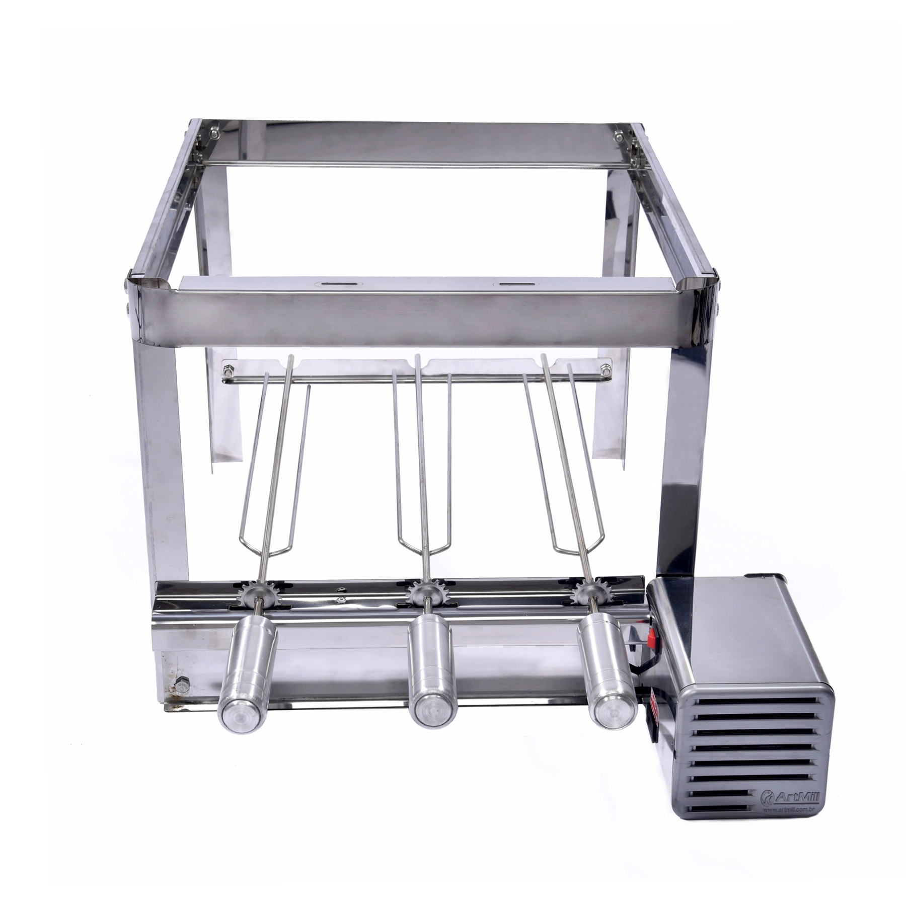 Grill Elétrico Artgrill Giratório Platinum Aço Inox Bivolt com 3 Espetos Artmill