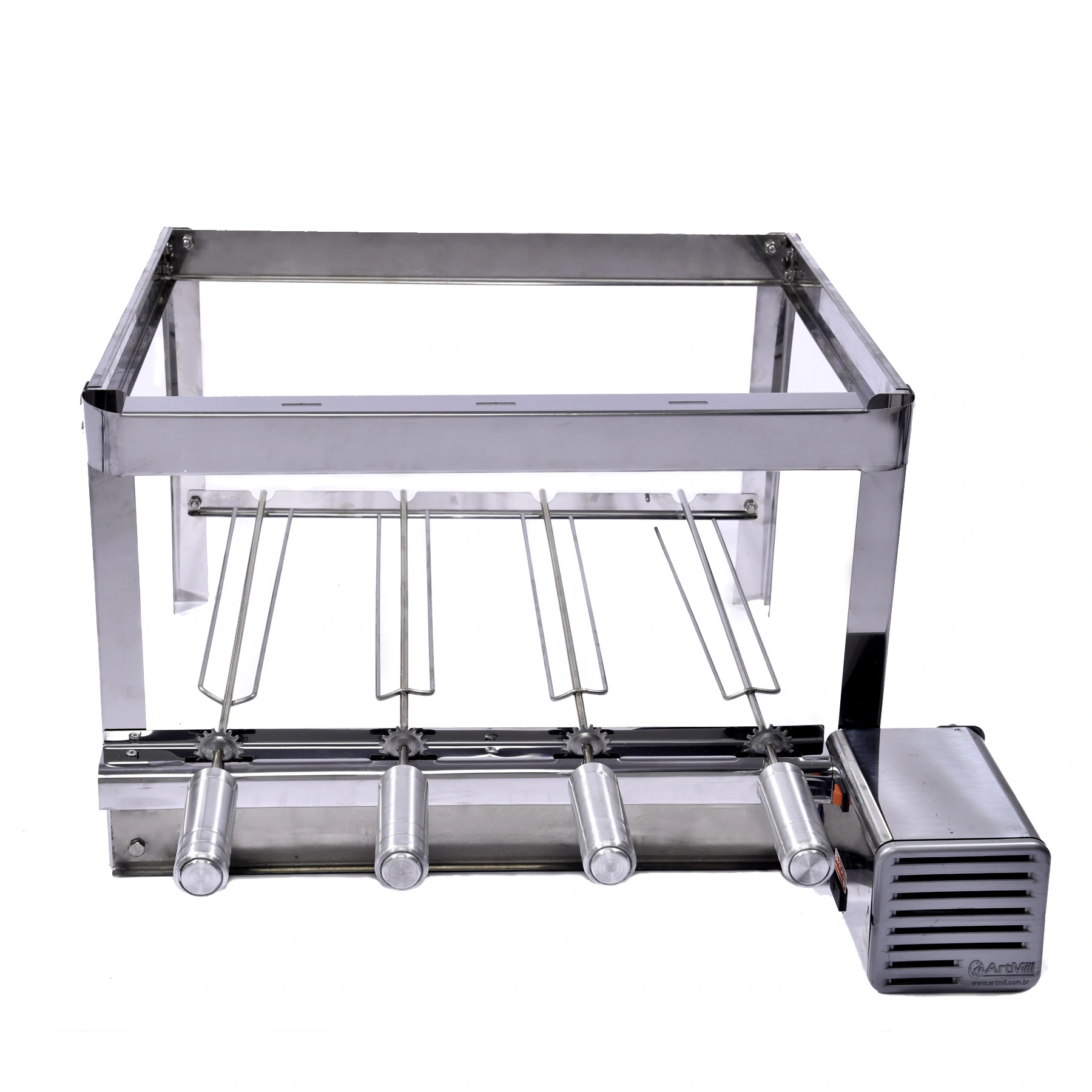 Grill Elétrico Artgrill Giratório Platinum Aço Inox Bivolt com 4 Espetos Artmill