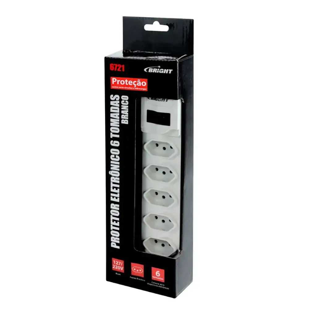 Protetor Eletrônico 6 Tomadas Branco 06721 Bright Bivolt