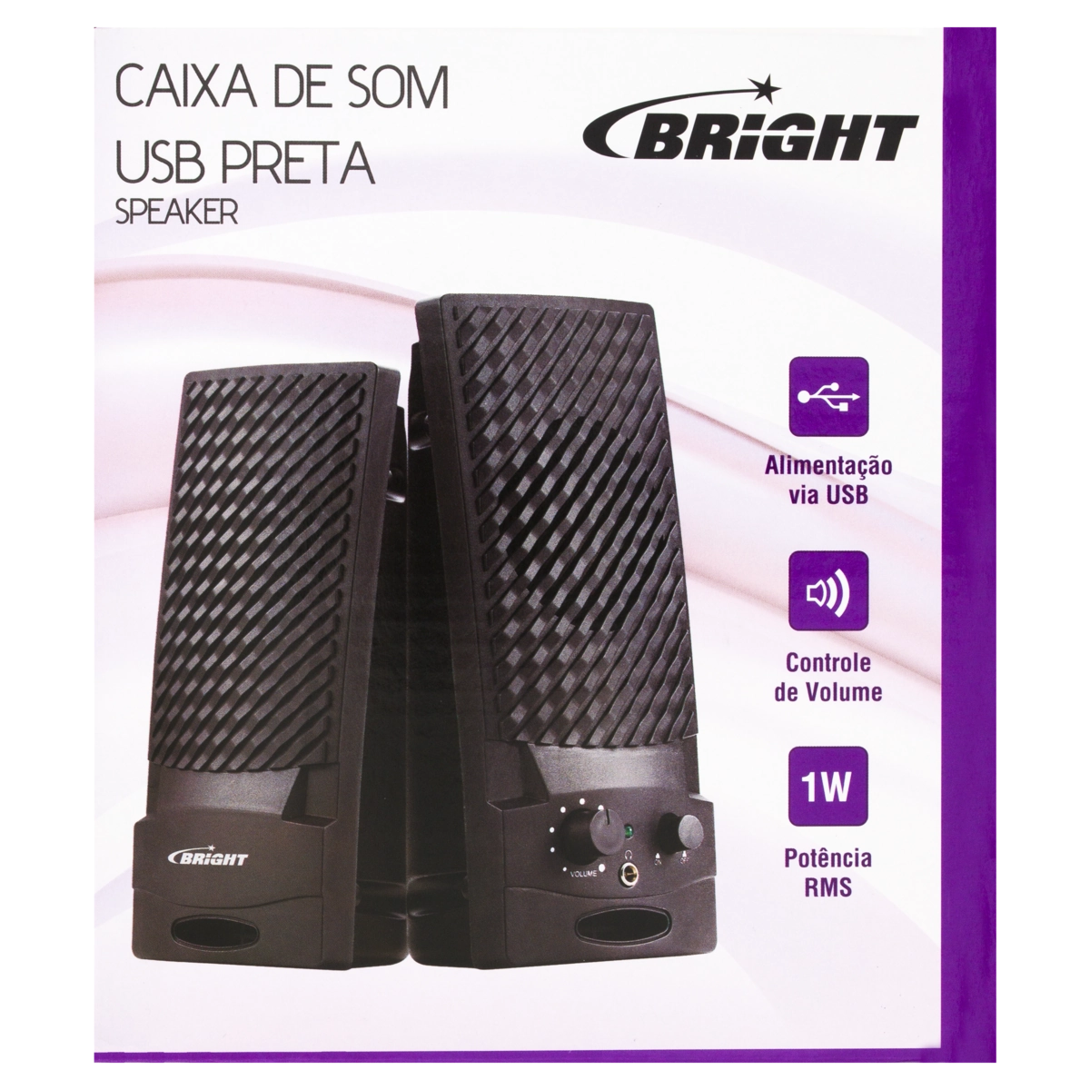Caixa De Som Usb Preta 1w Rms Bright