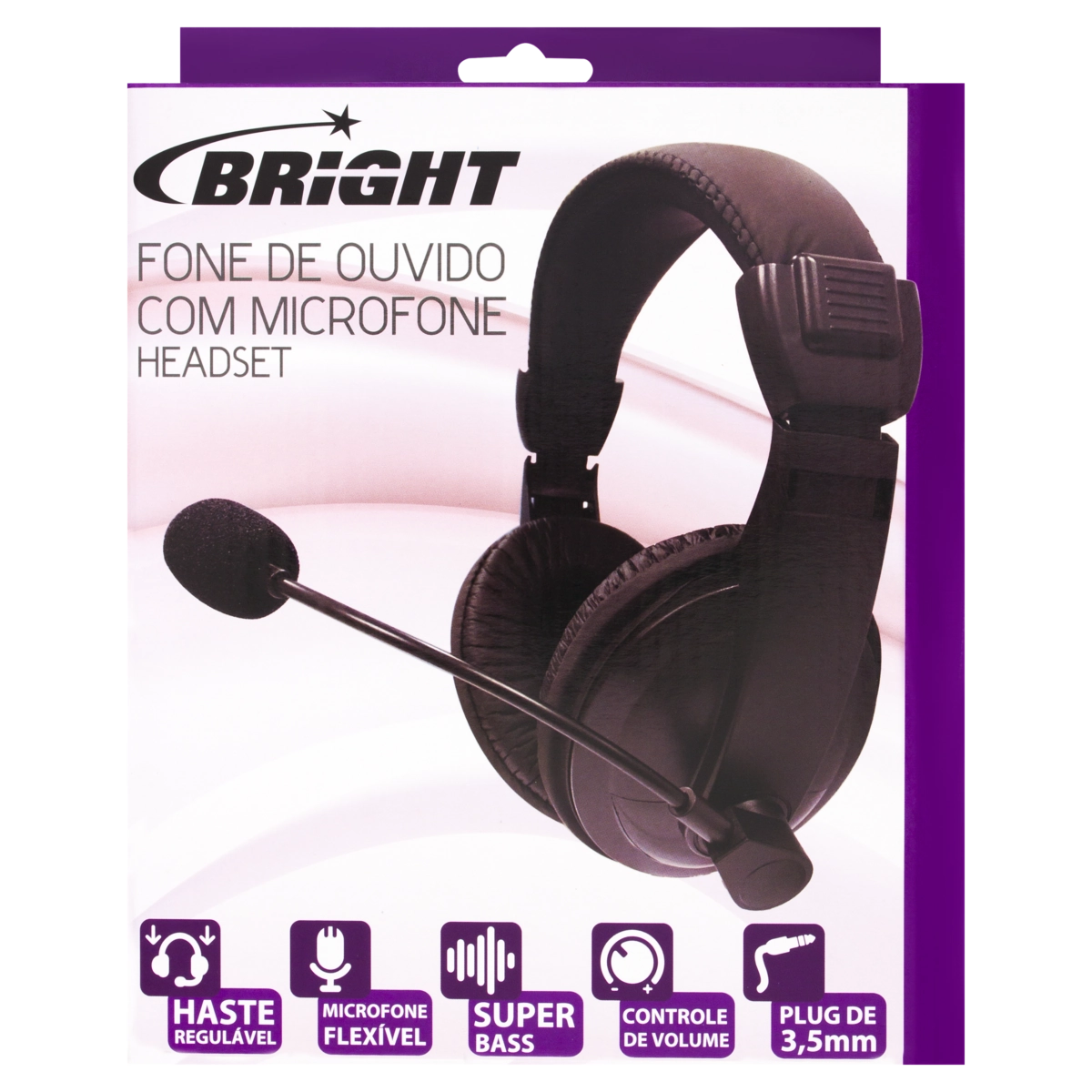 Fone De Ouvido Headset Preto Office 1409 Bright
