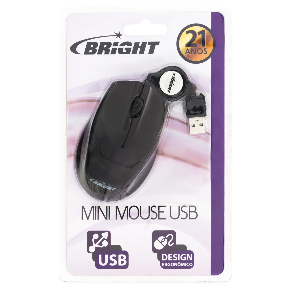 Mouse Com Fio Usb Preto Bright