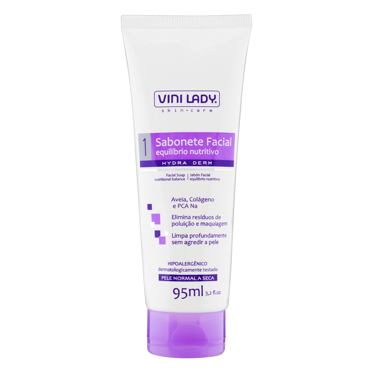 Sabonete Facial Vini Lady Hydra Derm Equilíbrio Nutritivo Bisnaga 95ml