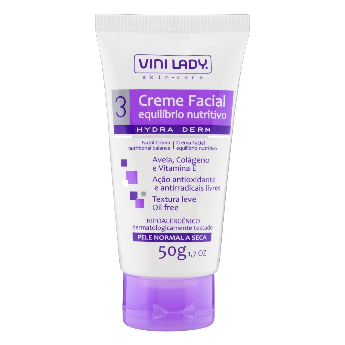Creme Facial Vini Lady Hydra Derm Equilíbrio Nutritivo Bisnaga 50g