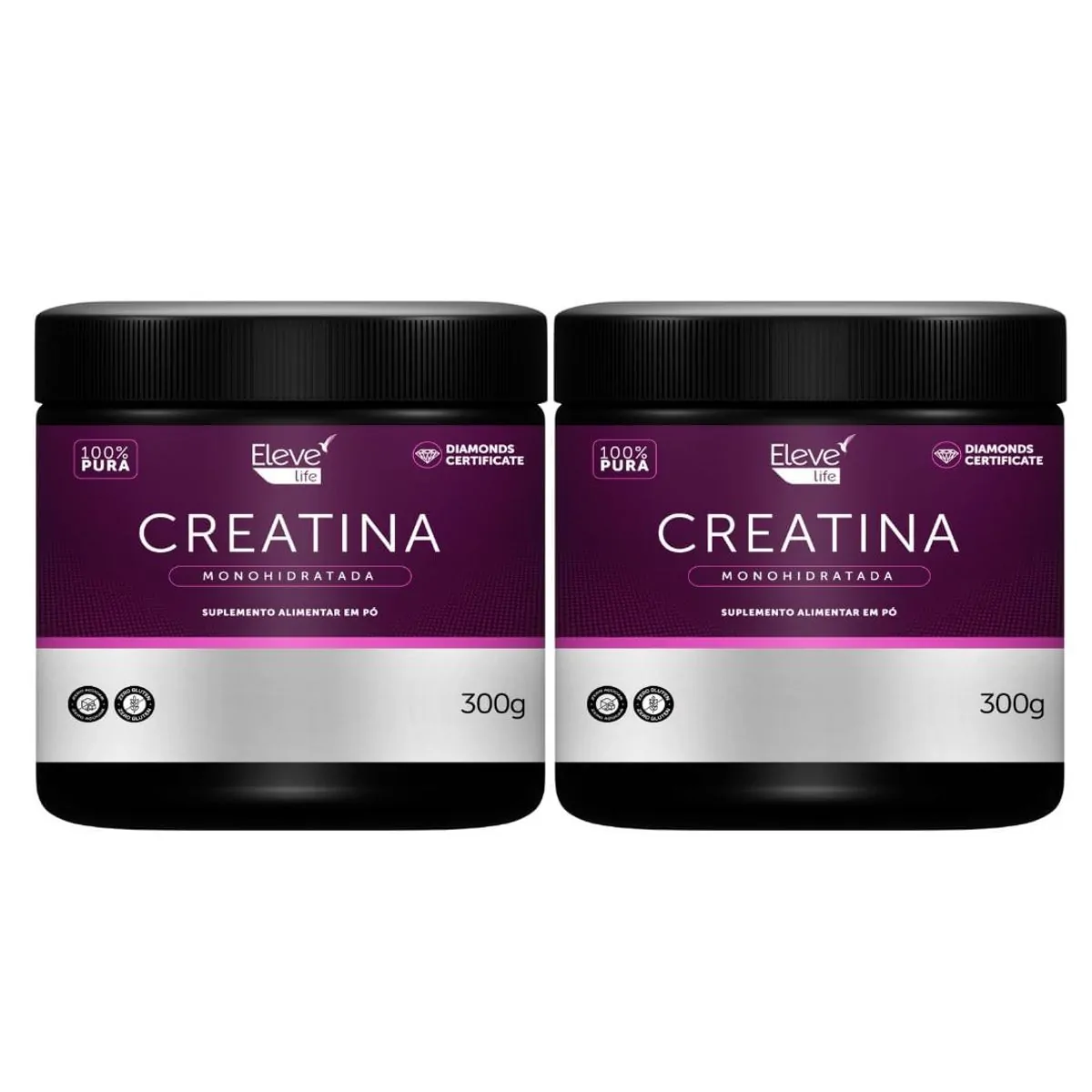 Creatina 100% Pura - força muscular e melhora cerebral - 300g - 2 unidades + E-book