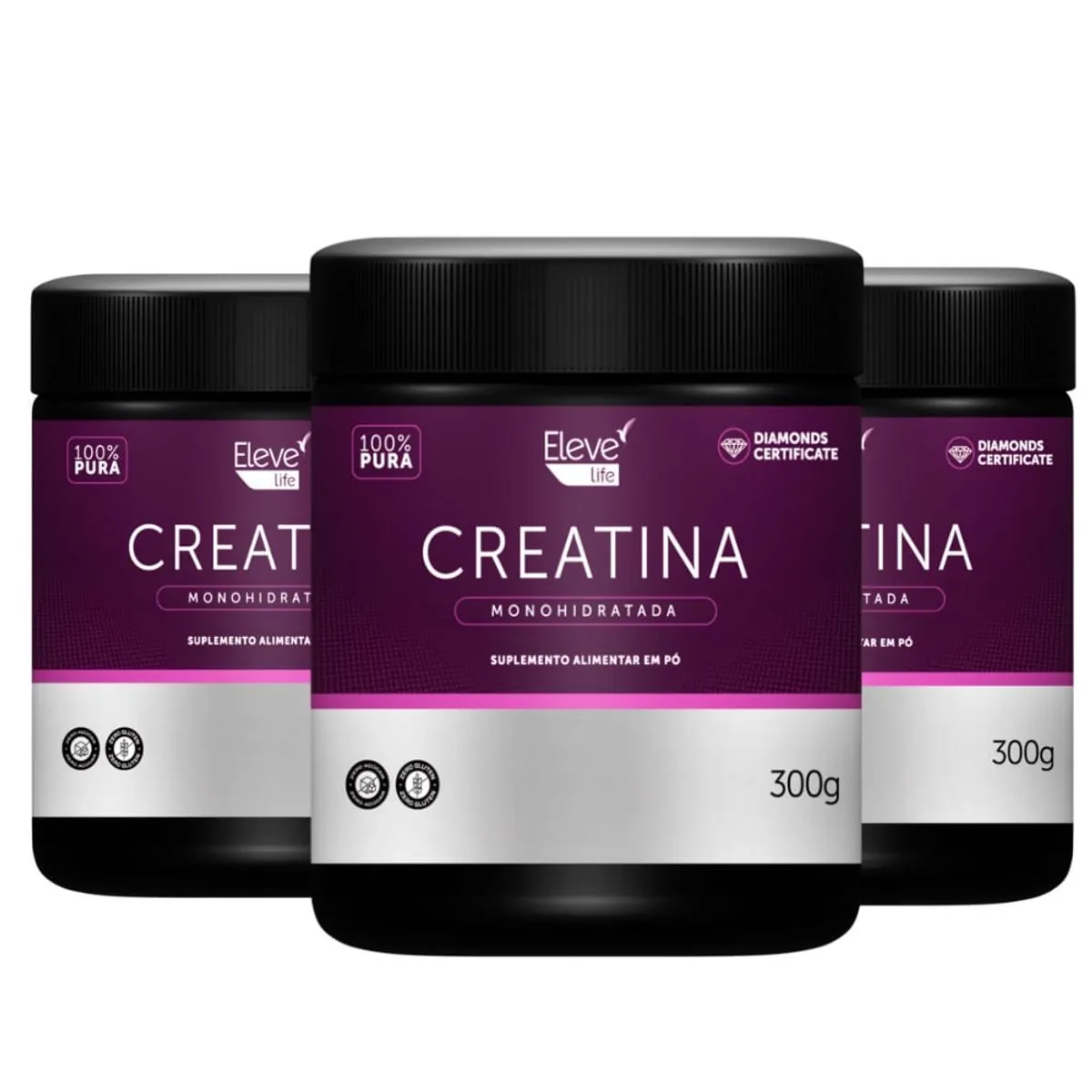 Creatina 300G ELEVE LIFE - Creatina 300g - 100% Pura - 3 Unidades - ELEVE LIFE + E-book