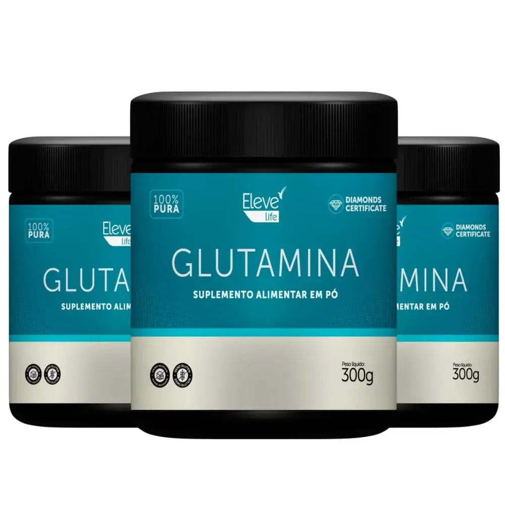 Creatina 300G ELEVE LIFE - Glutamina 300g - 3 unidades - ELEVE LIFE + E-book