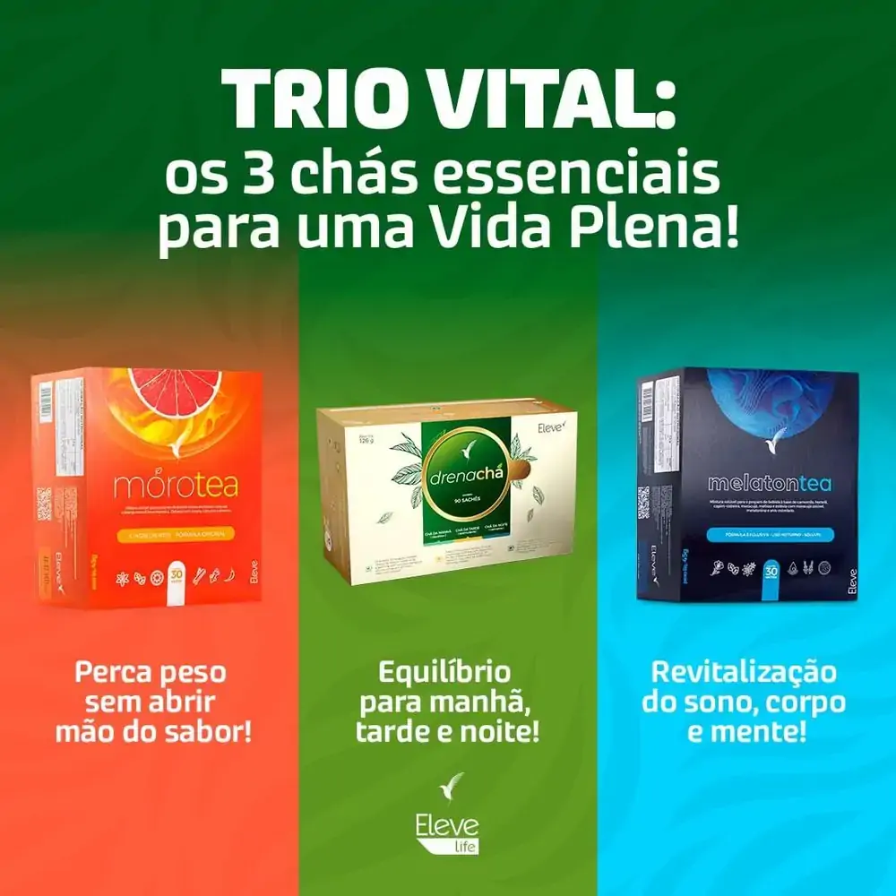 Creatina 300G ELEVE LIFE - Kit de Chás - Trio Vital - Drenachá - Morotea - Melaton + E-book