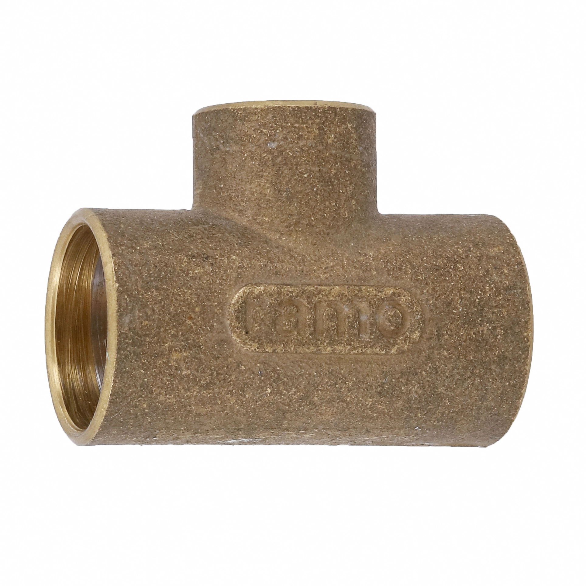 Tê de Redução Latão Liso Água Quente e Fria 28x22mm ou 1"x3/4" Ramo