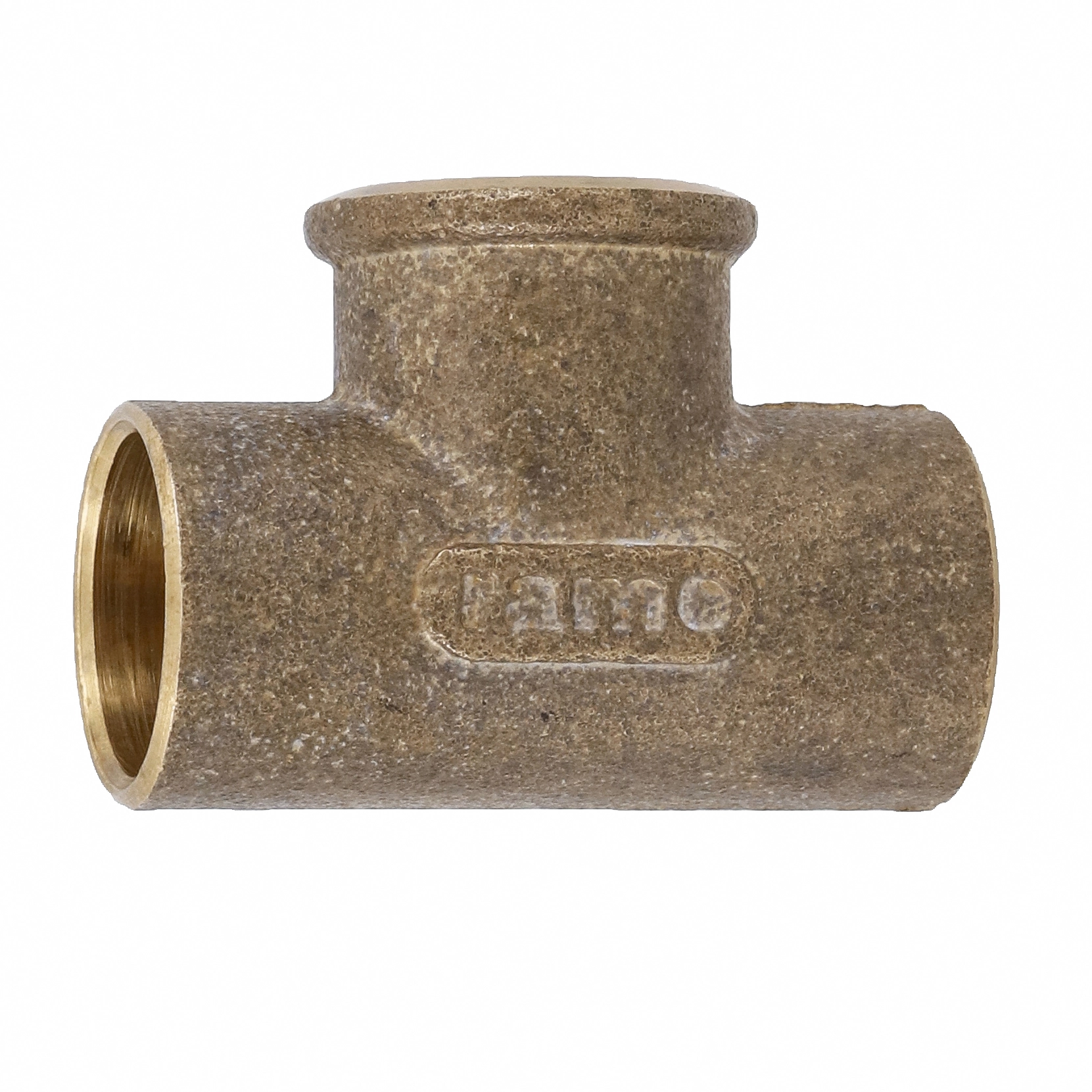 Tê de Redução Latão Roscável e Liso Água Quente e Fria 22x15mm ou 3/4"x1/2" Ramo